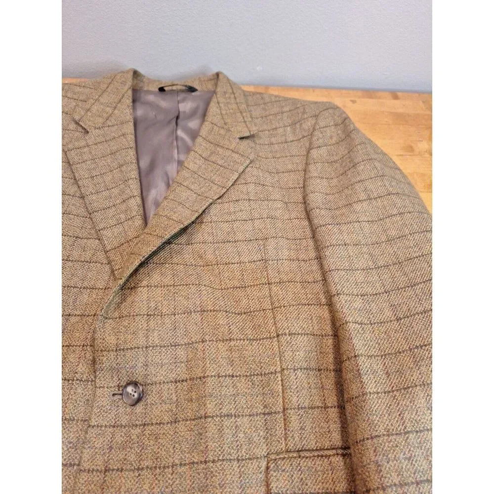 Custom Made Wool Tweed Blazer Bates‎ & Thigpen 2 Button 44R